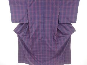 リサイクル　乱れ小格子織り出し本場大島紬着物